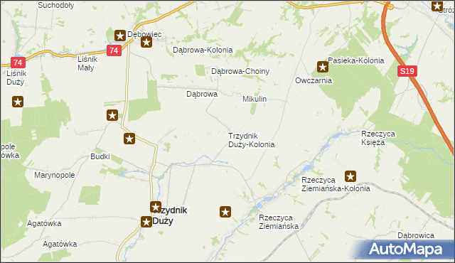 mapa Trzydnik Duży-Kolonia, Trzydnik Duży-Kolonia na mapie Targeo