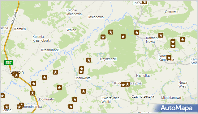 mapa Trzyrzeczki, Trzyrzeczki na mapie Targeo