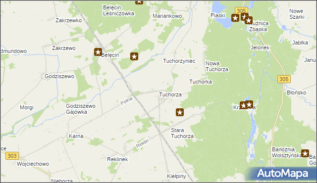 mapa Tuchorza, Tuchorza na mapie Targeo