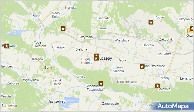 mapa Tuczępy powiat buski, Tuczępy powiat buski na mapie Targeo