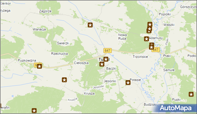 mapa Turośl powiat kolneński, Turośl powiat kolneński na mapie Targeo