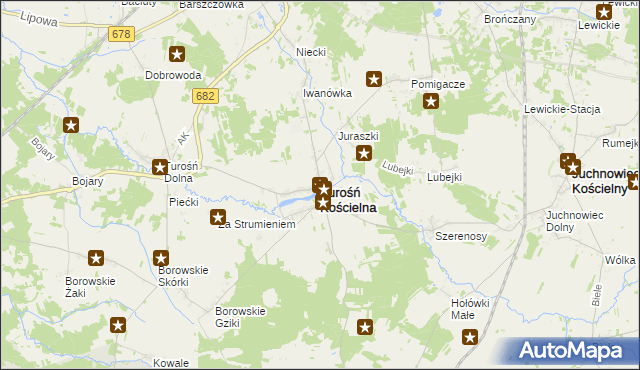 mapa Turośń Kościelna, Turośń Kościelna na mapie Targeo