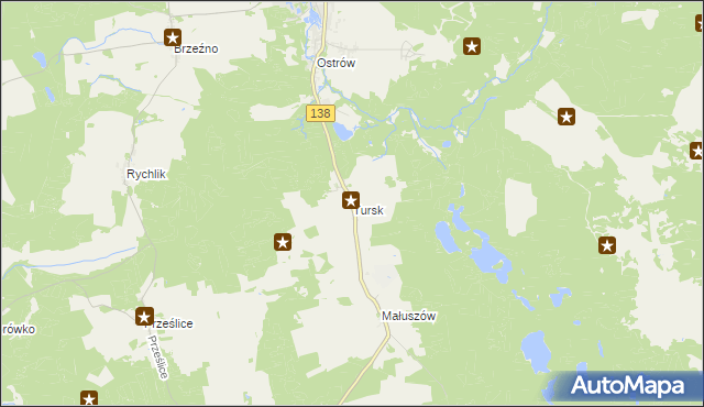 mapa Tursk gmina Sulęcin, Tursk gmina Sulęcin na mapie Targeo