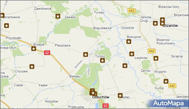 mapa Tursko gmina Gołuchów, Tursko gmina Gołuchów na mapie Targeo