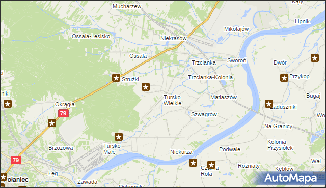 mapa Tursko Wielkie, Tursko Wielkie na mapie Targeo