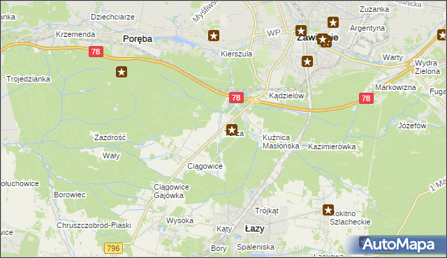 mapa Turza gmina Łazy, Turza gmina Łazy na mapie Targeo