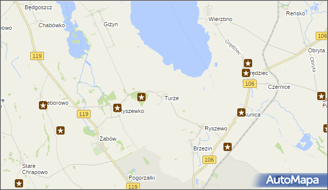 mapa Turze gmina Pyrzyce, Turze gmina Pyrzyce na mapie Targeo