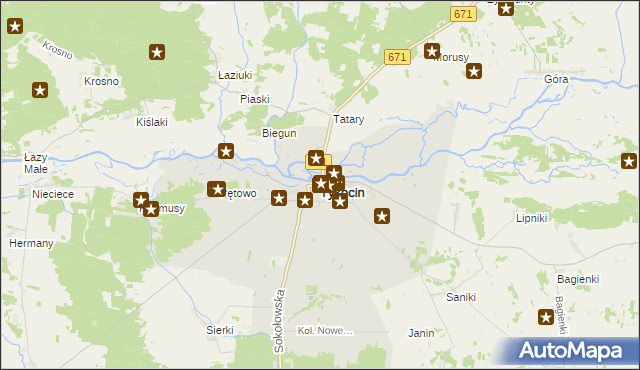 mapa Tykocin, Tykocin na mapie Targeo