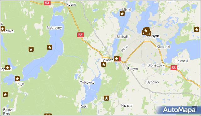 mapa Tylkowo, Tylkowo na mapie Targeo