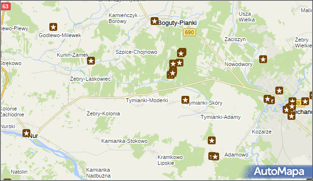 mapa Tymianki-Szklarze, Tymianki-Szklarze na mapie Targeo