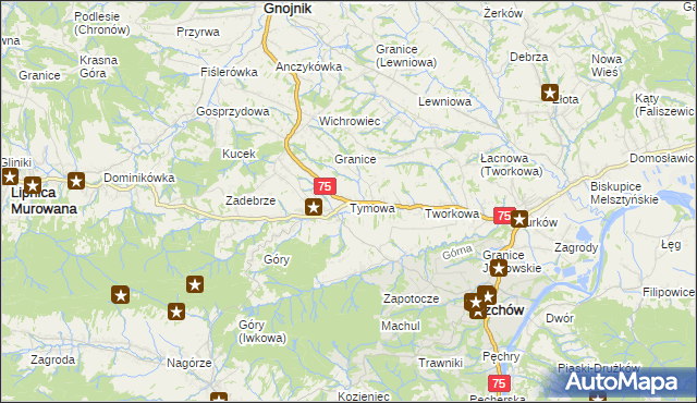 mapa Tymowa gmina Czchów, Tymowa gmina Czchów na mapie Targeo