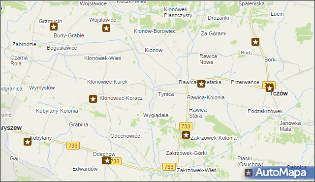 mapa Tynica, Tynica na mapie Targeo