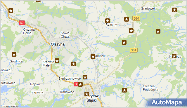 mapa Ubocze gmina Gryfów Śląski, Ubocze gmina Gryfów Śląski na mapie Targeo