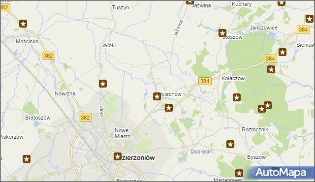 mapa Uciechów gmina Dzierżoniów, Uciechów gmina Dzierżoniów na mapie Targeo