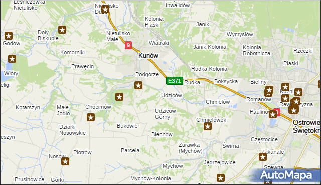 mapa Udziców, Udziców na mapie Targeo