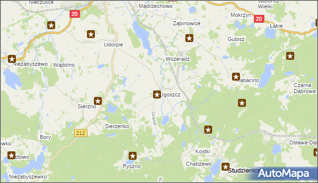 mapa Ugoszcz gmina Studzienice, Ugoszcz gmina Studzienice na mapie Targeo