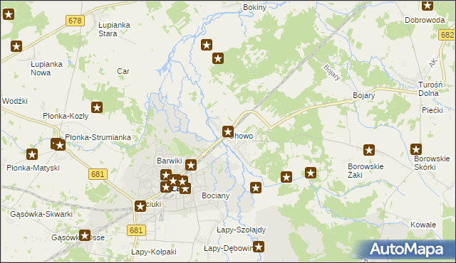 mapa Uhowo, Uhowo na mapie Targeo