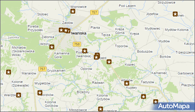 mapa Ujazd gmina Iwaniska, Ujazd gmina Iwaniska na mapie Targeo