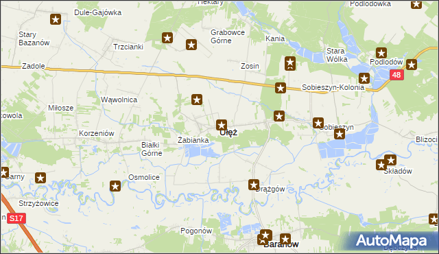 mapa Ułęż, Ułęż na mapie Targeo