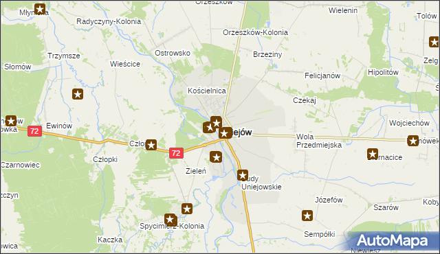 mapa Uniejów, Uniejów na mapie Targeo
