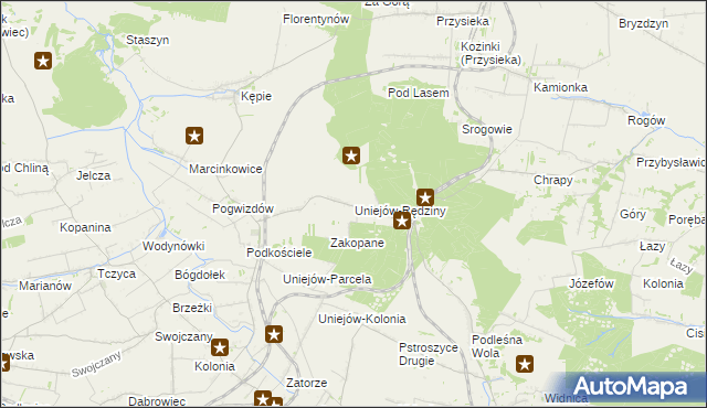 mapa Uniejów-Rędziny, Uniejów-Rędziny na mapie Targeo