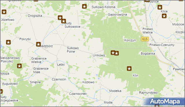 mapa Unikowo gmina Strzegowo, Unikowo gmina Strzegowo na mapie Targeo