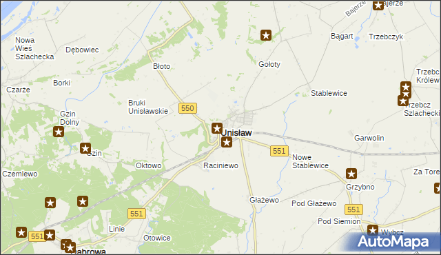 mapa Unisław powiat chełmiński, Unisław powiat chełmiński na mapie Targeo