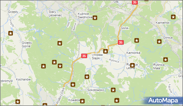 mapa Unisław Śląski, Unisław Śląski na mapie Targeo