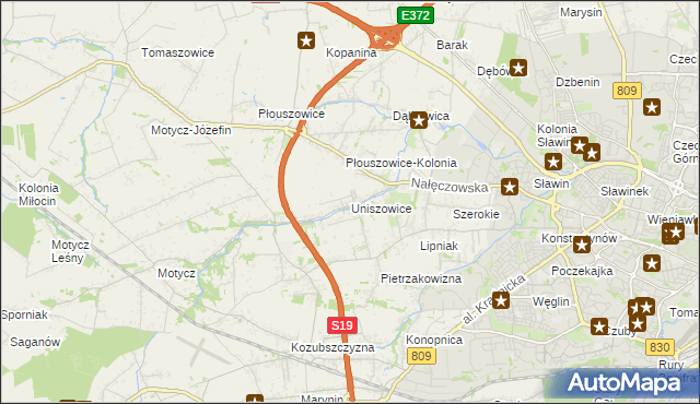 mapa Uniszowice, Uniszowice na mapie Targeo