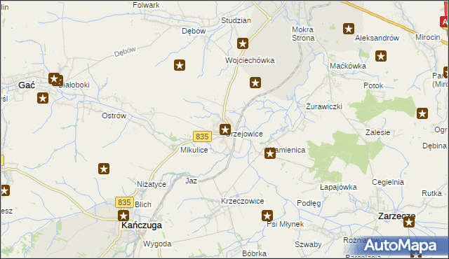 mapa Urzejowice, Urzejowice na mapie Targeo