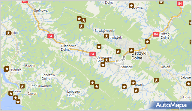 mapa Ustjanowa Górna, Ustjanowa Górna na mapie Targeo