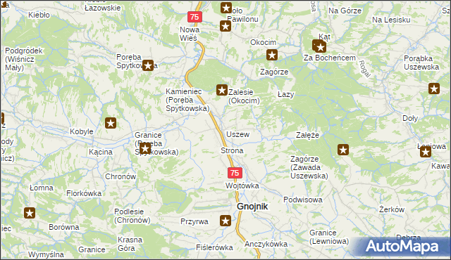 mapa Uszew, Uszew na mapie Targeo