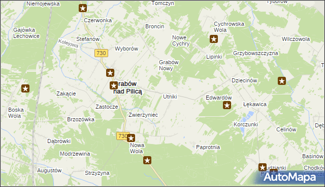 mapa Utniki, Utniki na mapie Targeo