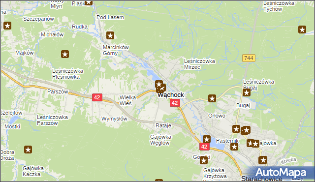 mapa Wąchock, Wąchock na mapie Targeo
