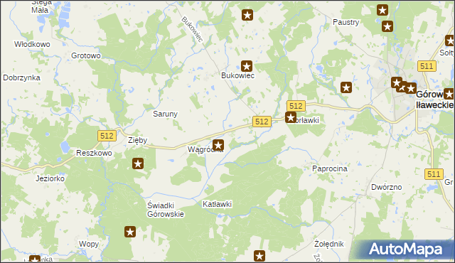 mapa Wągniki gmina Górowo Iławeckie, Wągniki gmina Górowo Iławeckie na mapie Targeo