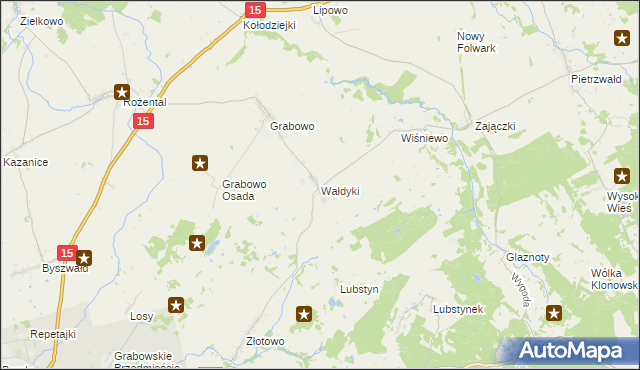 mapa Wałdyki, Wałdyki na mapie Targeo