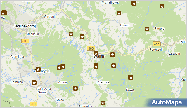 mapa Walim powiat wałbrzyski, Walim powiat wałbrzyski na mapie Targeo