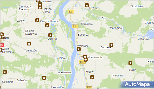 mapa Wałowice gmina Józefów nad Wisłą, Wałowice gmina Józefów nad Wisłą na mapie Targeo