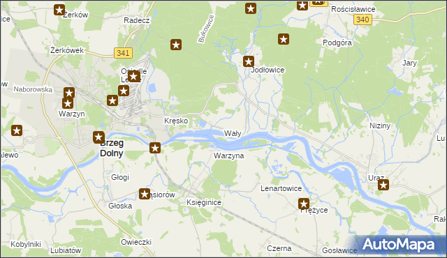 mapa Wały gmina Brzeg Dolny, Wały gmina Brzeg Dolny na mapie Targeo