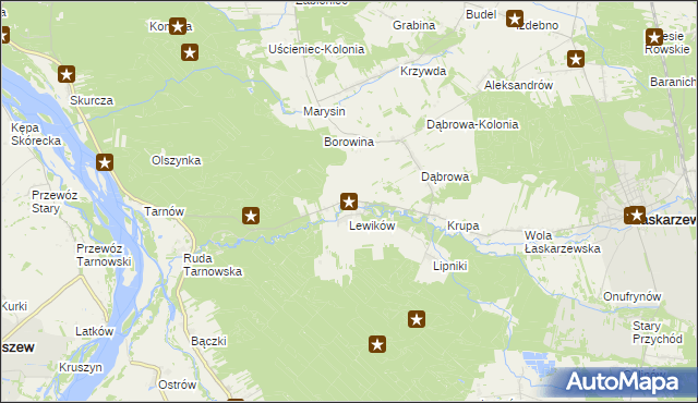 mapa Wanaty gmina Łaskarzew, Wanaty gmina Łaskarzew na mapie Targeo