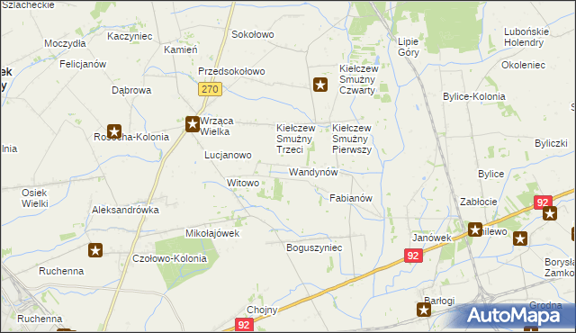 mapa Wandynów gmina Koło, Wandynów gmina Koło na mapie Targeo