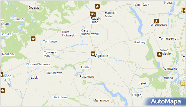 mapa Wąpielsk, Wąpielsk na mapie Targeo