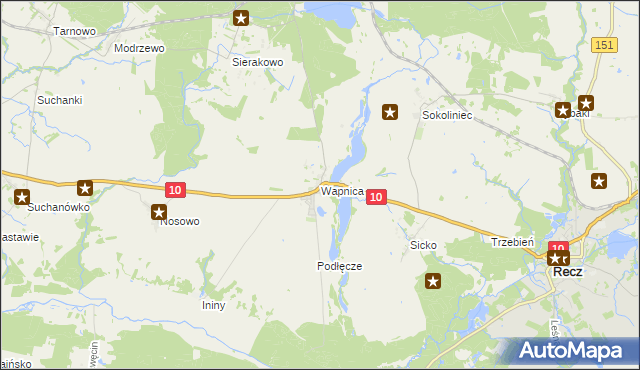 mapa Wapnica gmina Suchań, Wapnica gmina Suchań na mapie Targeo