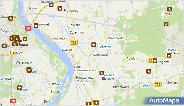 mapa Warszawice, Warszawice na mapie Targeo