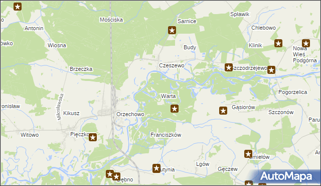 mapa Warta gmina Miłosław, Warta gmina Miłosław na mapie Targeo