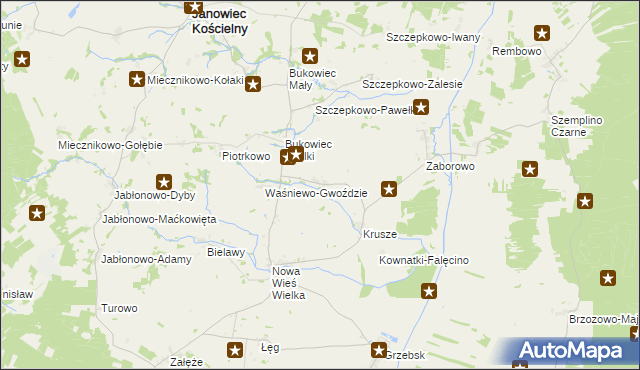 mapa Waśniewo-Grabowo, Waśniewo-Grabowo na mapie Targeo