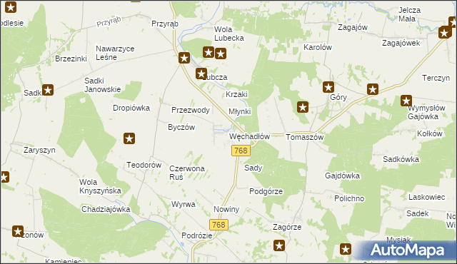 mapa Węchadłów, Węchadłów na mapie Targeo