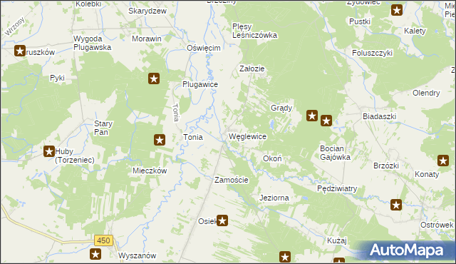 mapa Węglewice gmina Galewice, Węglewice gmina Galewice na mapie Targeo
