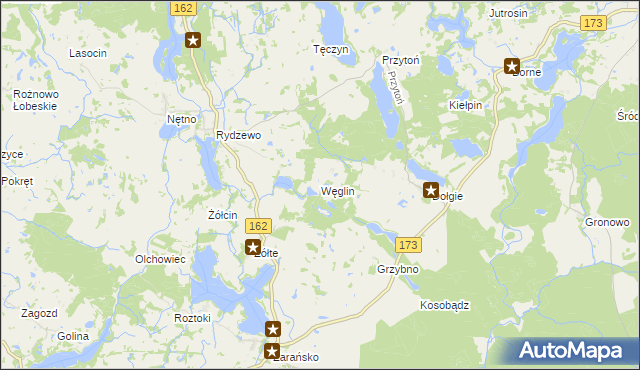mapa Węglin gmina Ostrowice, Węglin gmina Ostrowice na mapie Targeo