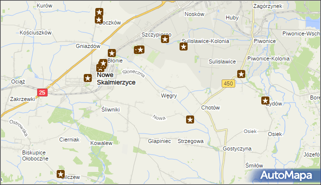 mapa Węgry gmina Nowe Skalmierzyce, Węgry gmina Nowe Skalmierzyce na mapie Targeo